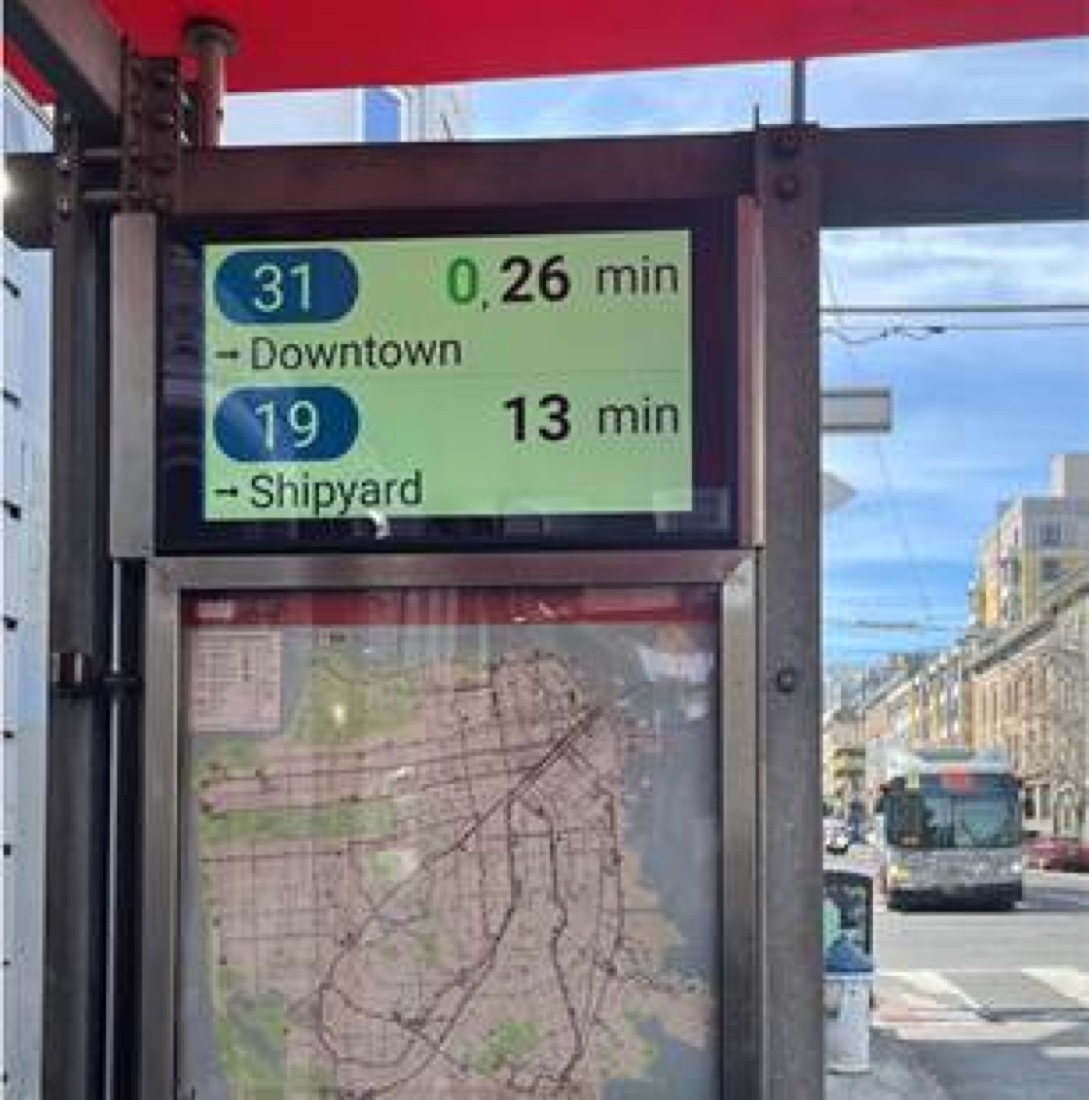 Arrivals and map, close up